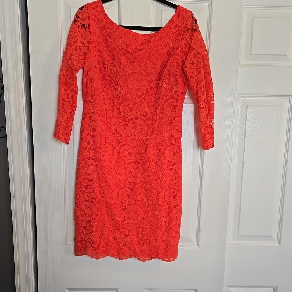Elegant Orange Lace Dress